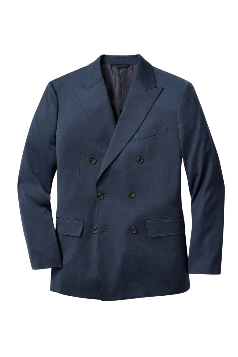 Navy Blue Peaked Lapel Double Breasted Jacket