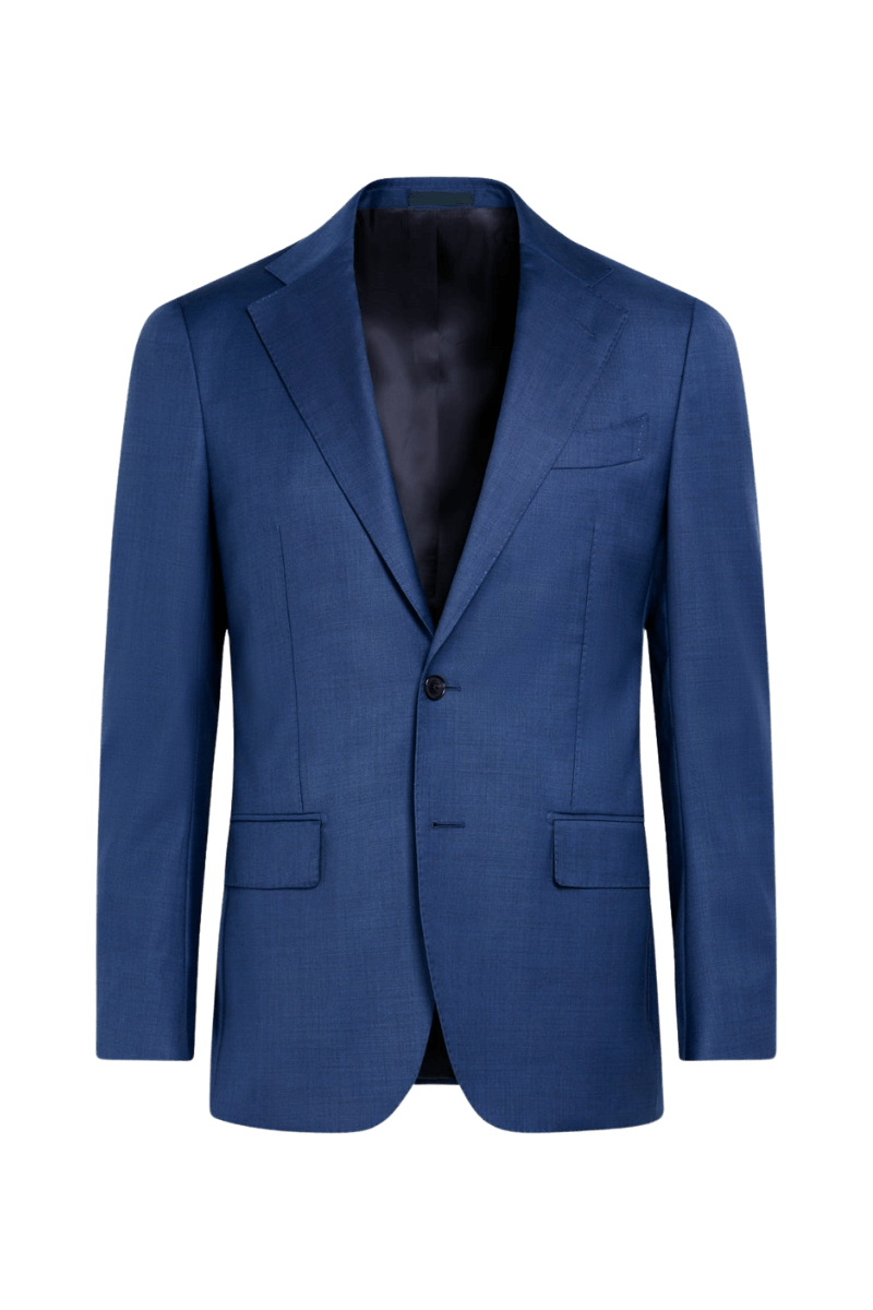 Blue Wool Single Breasted Notch Lapel 3-Piece Suit