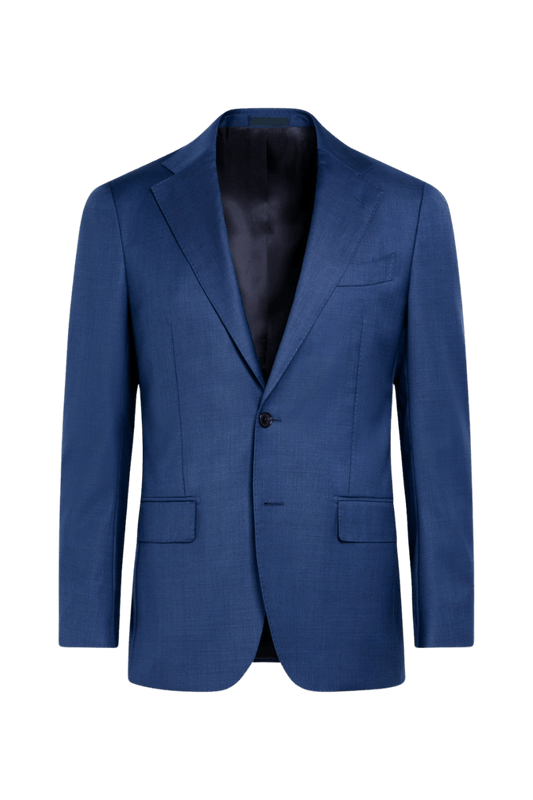 Blue Wool Single Breasted Notch Lapel 3-Piece Suit