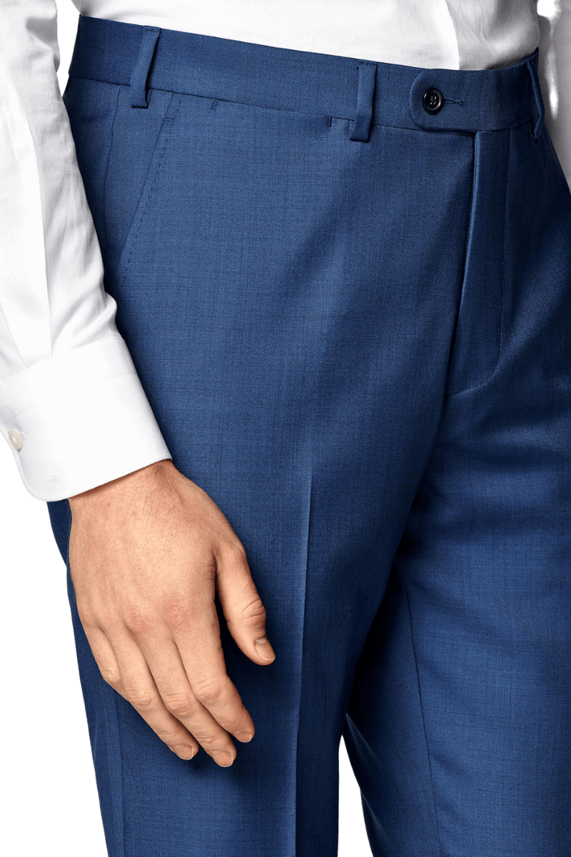 Blue Wool Single Breasted Notch Lapel 3-Piece Suit