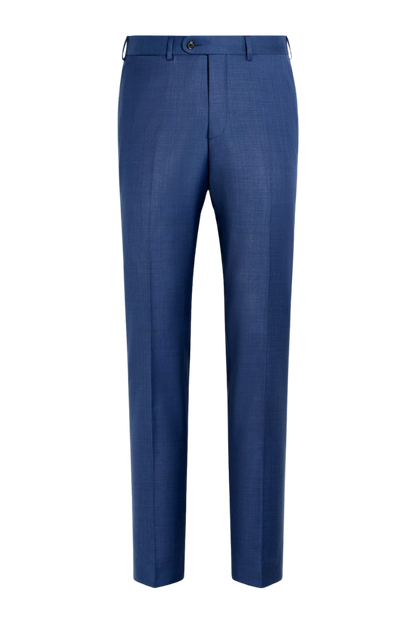 Blue Wool Single Breasted Notch Lapel 3-Piece Suit