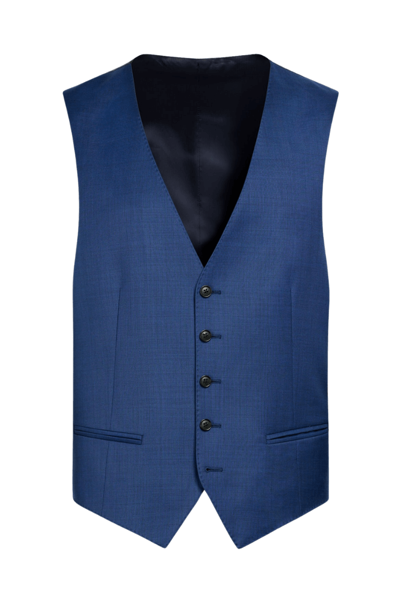 Blue Wool Single Breasted Notch Lapel 3-Piece Suit