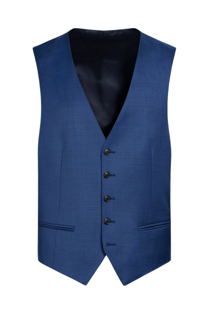 Blue Wool Single Breasted Notch Lapel 3-Piece Suit