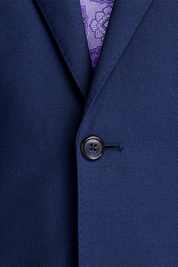 Blue Wool Stretch Single Breasted Peak Lapel Suit