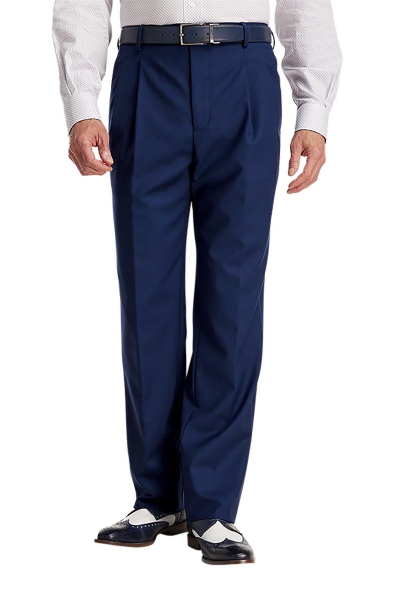 Blue Wool Stretch Single Breasted Peak Lapel Suit