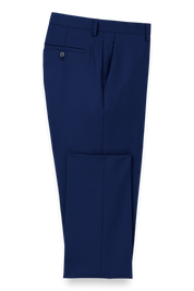 Blue Wool Stretch Single Breasted Peak Lapel Suit