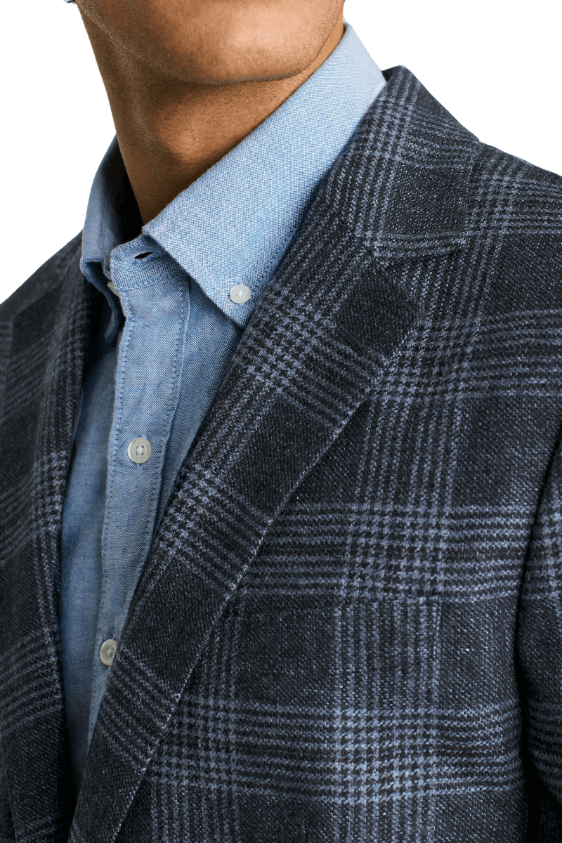 Blue Wool Windowpane Modern Fit Jacket