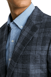 Blue Wool Windowpane Modern Fit Jacket