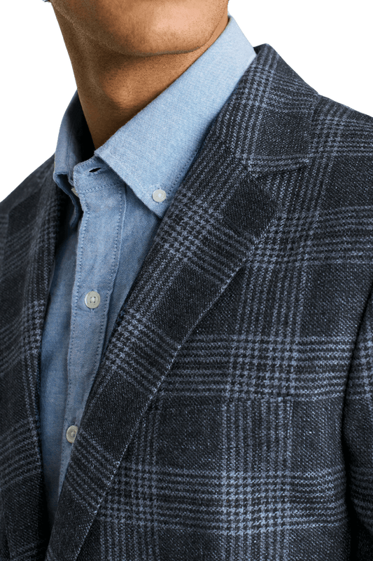 Blue Windowpane 2-Button Notch Lapel Jacket