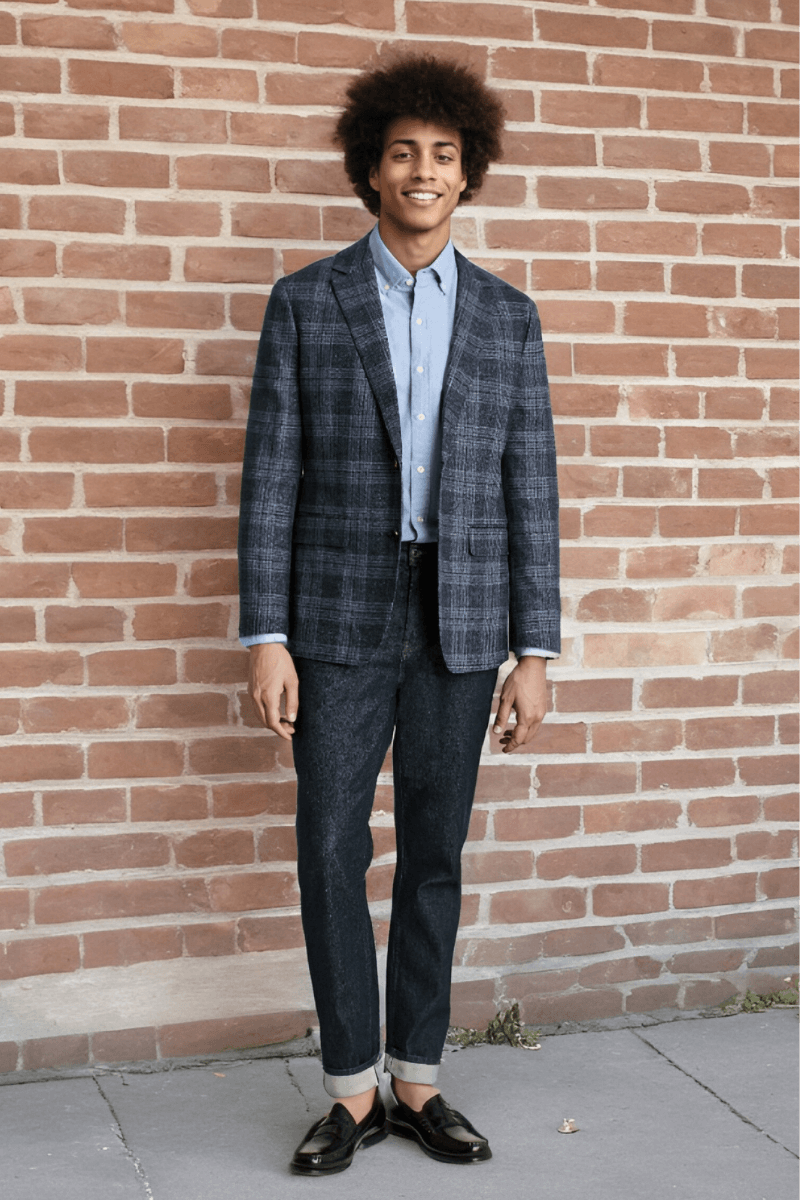 Blue Wool Windowpane Modern Fit Jacket