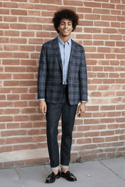 Blue Wool Windowpane Modern Fit Jacket