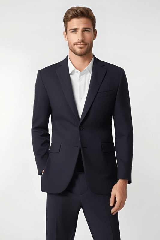 Blue Pinstripe 2 Piece 2 Button Suit