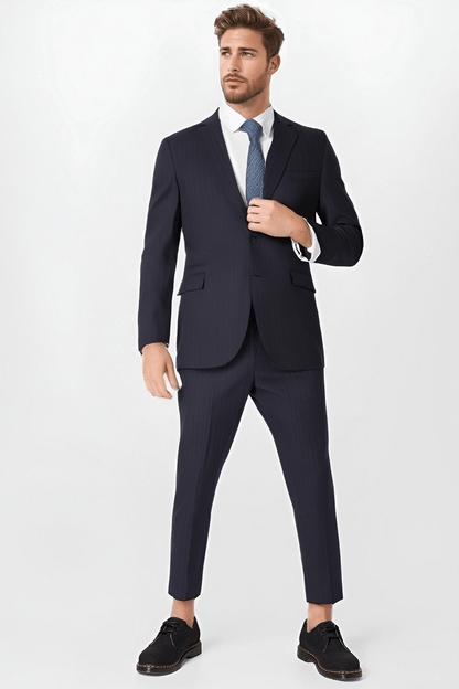 Blue Pinstripe 2 Piece 2 Button Suit