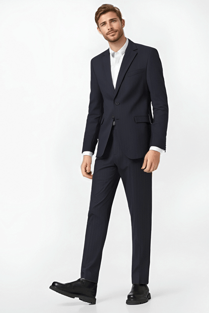 Blue Pinstripe 2 Piece 2 Button Suit