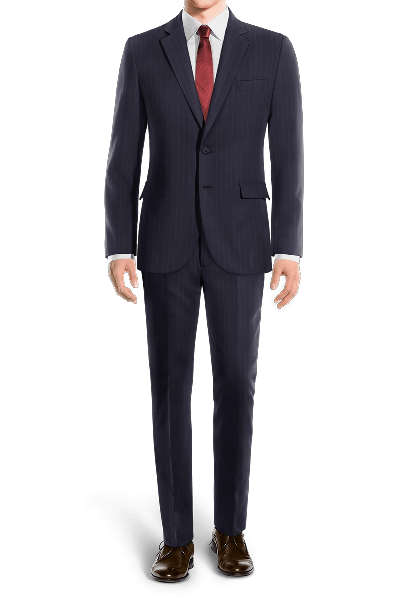 Blue Pinstripe 2 Piece 2 Button Suit