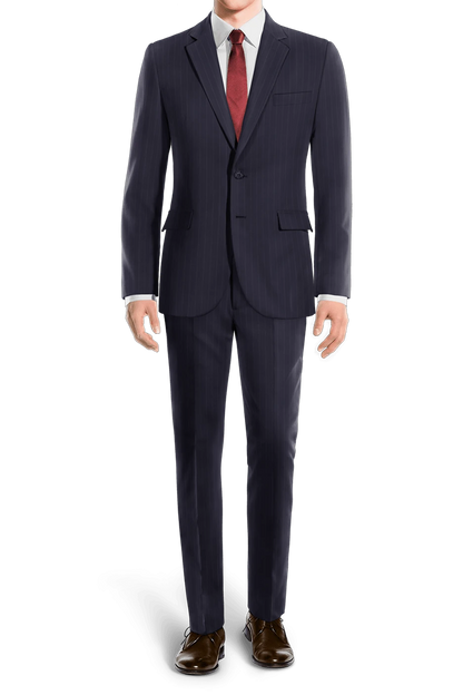 Blue Pinstripe 2 Piece 2 Button Suit