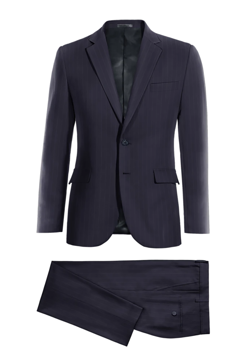 Blue Pinstripe 2 Piece 2 Button Suit