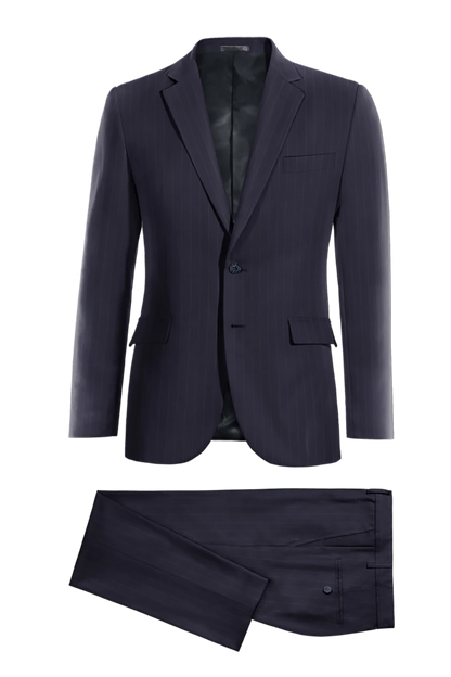 Blue Pinstripe 2 Piece 2 Button Suit