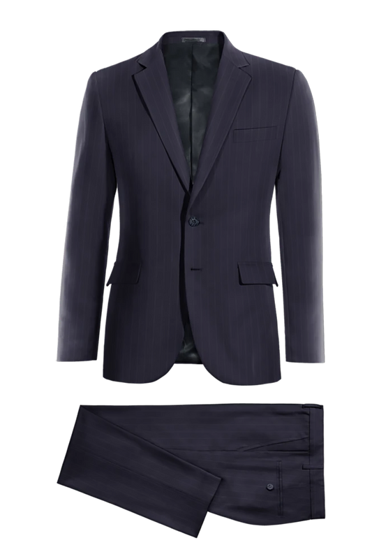 Blue Pinstripe 2 Piece 2 Button Suit