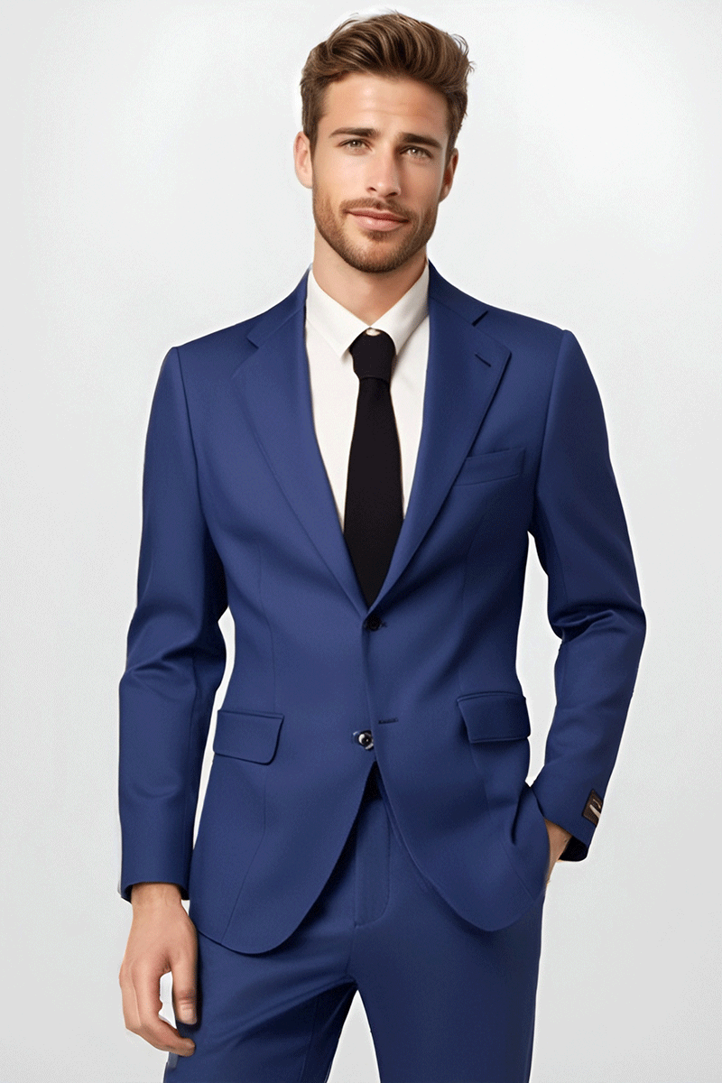 Traje de 2 piezas de corte regular y 2 botones en azul real