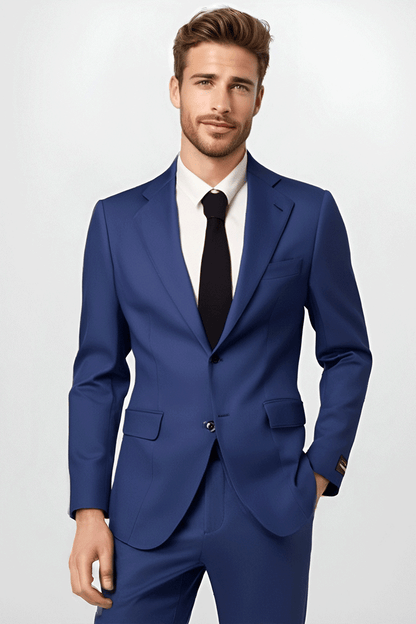 Traje de 2 piezas de corte regular y 2 botones en azul real