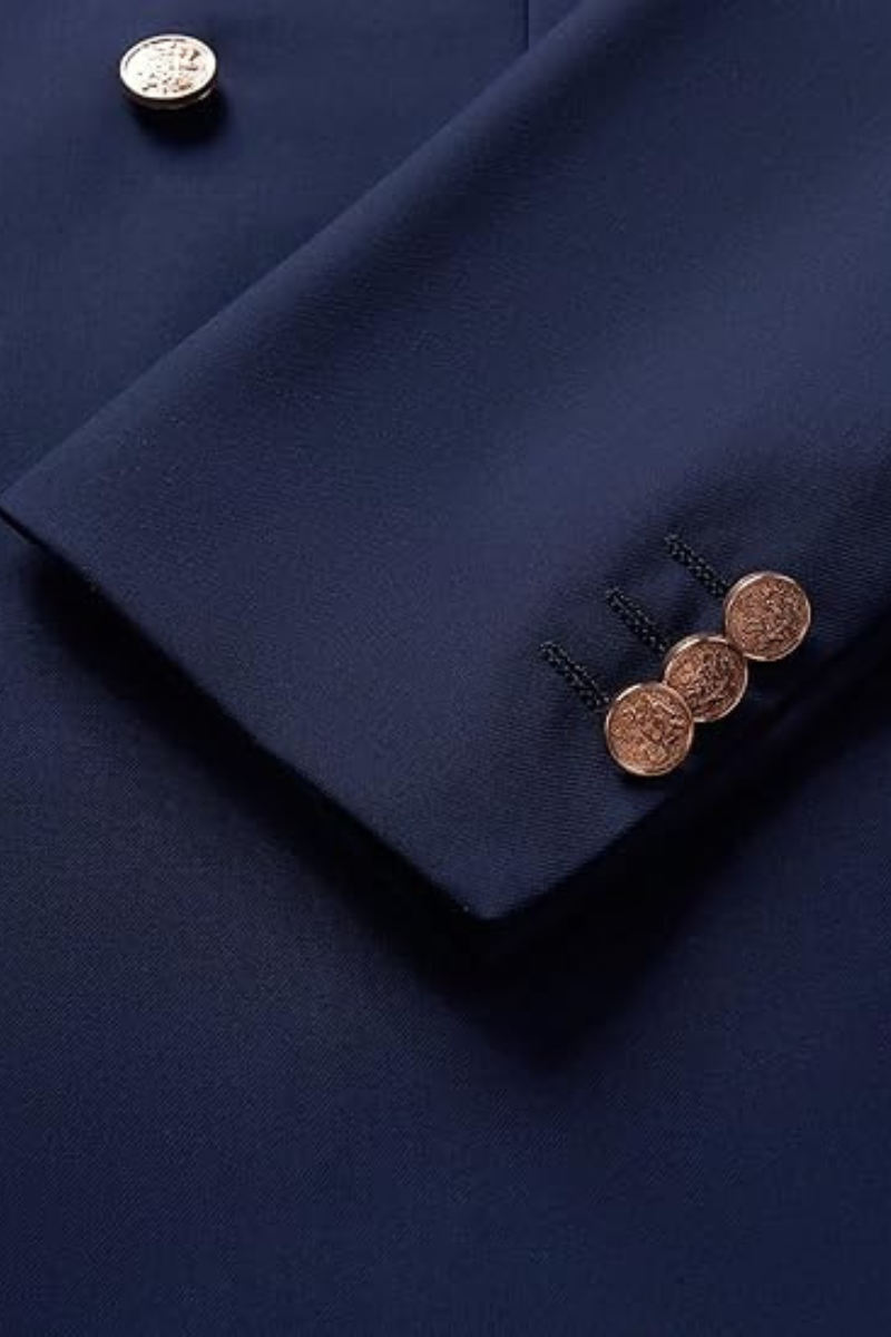 Traje cruzado de dos piezas de corte entallado azul