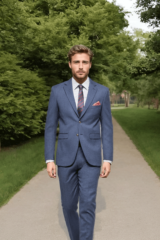 Blauer Slim Fit 2-teiliger 2-Knopf-Anzug