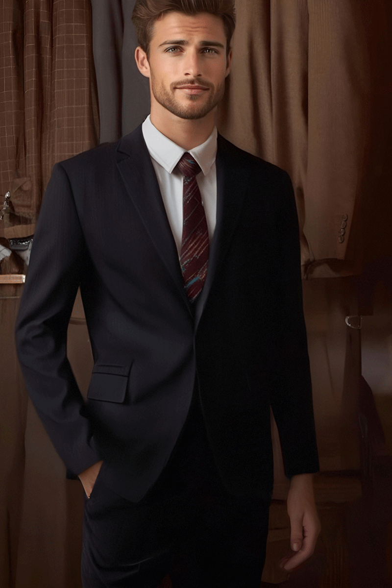 Blue Slim Fit Pinstripe 2 Piece 2 Button Suit