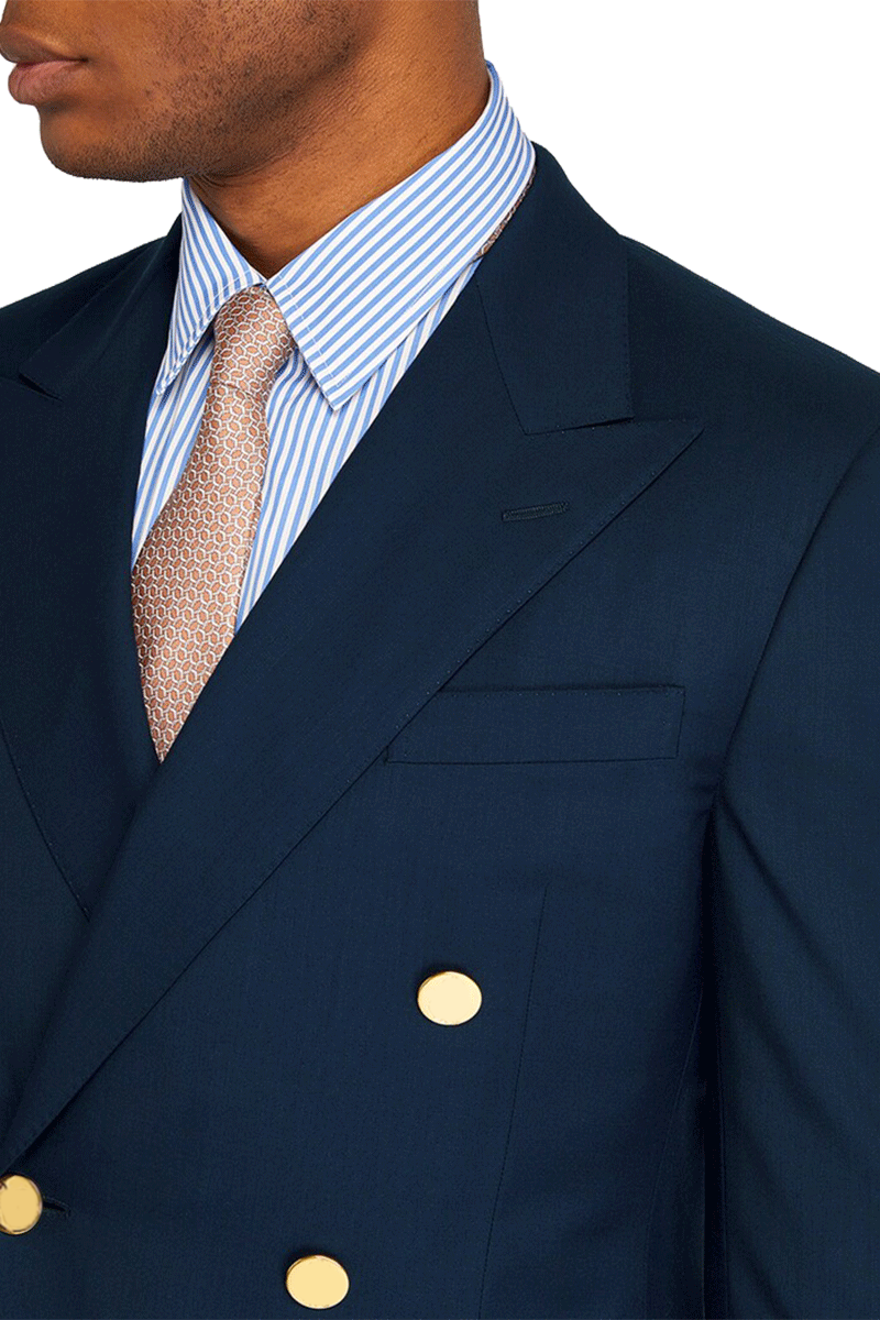 Blue White regular fit 2-Piece Double Breasted Suit