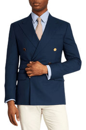 Blue White regular fit 2-Piece Double Breasted Suit