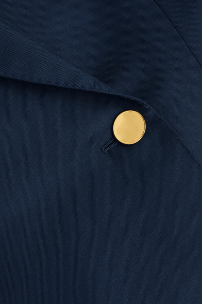 Blau-weißer zweiteiliger Zweireiher-Anzug in normaler Passform 