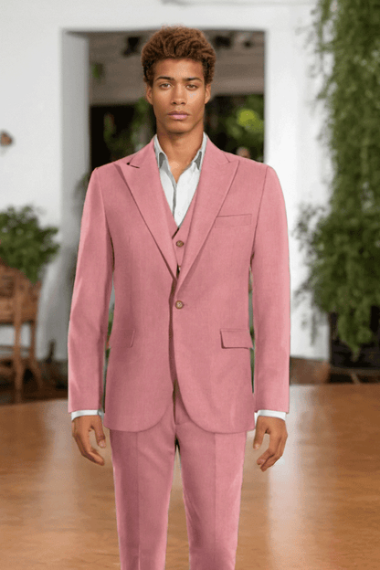 Blush Pink Slim fit 3 piece 1-Button Suit