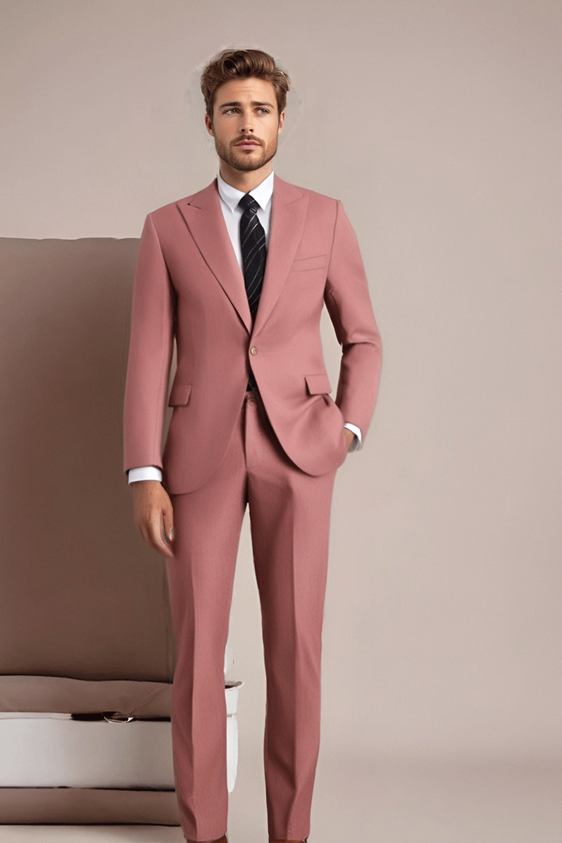 Blush Pink Slim fit 3 piece 1-Button Suit