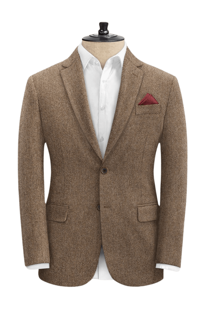 Brown Herringbone Tweed Suit