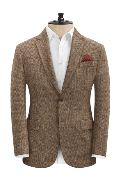 Brown Herringbone Tweed Suit