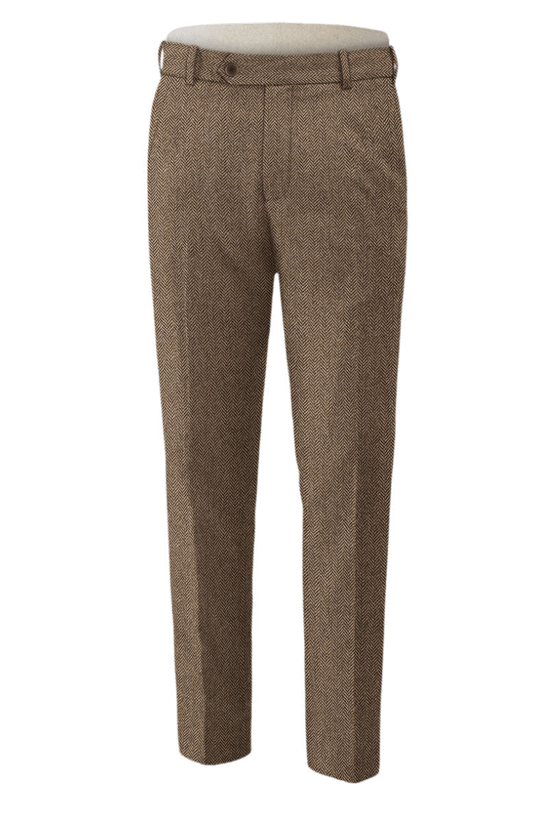 Brown Herringbone Tweed Suit