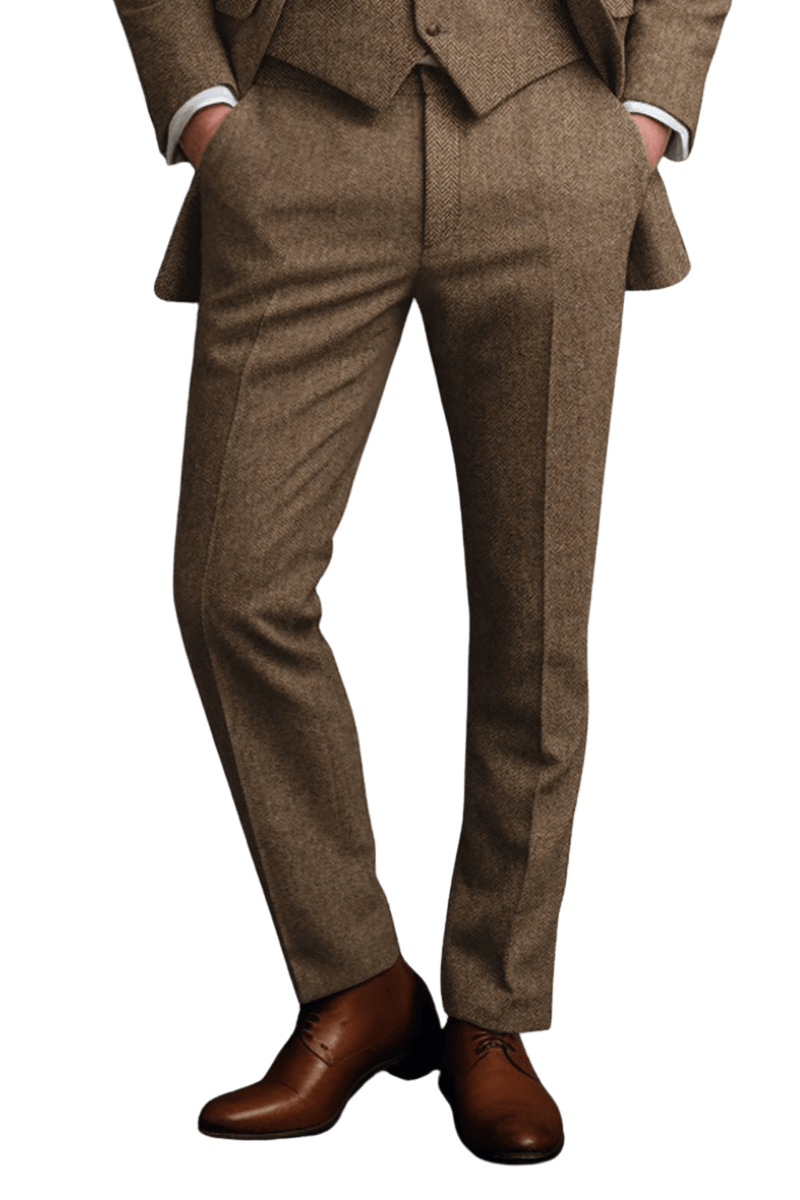 Brown Herringbone Tweed Suit