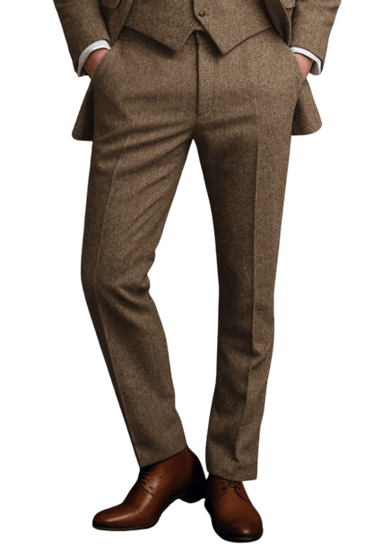 Brown Herringbone Tweed Suit