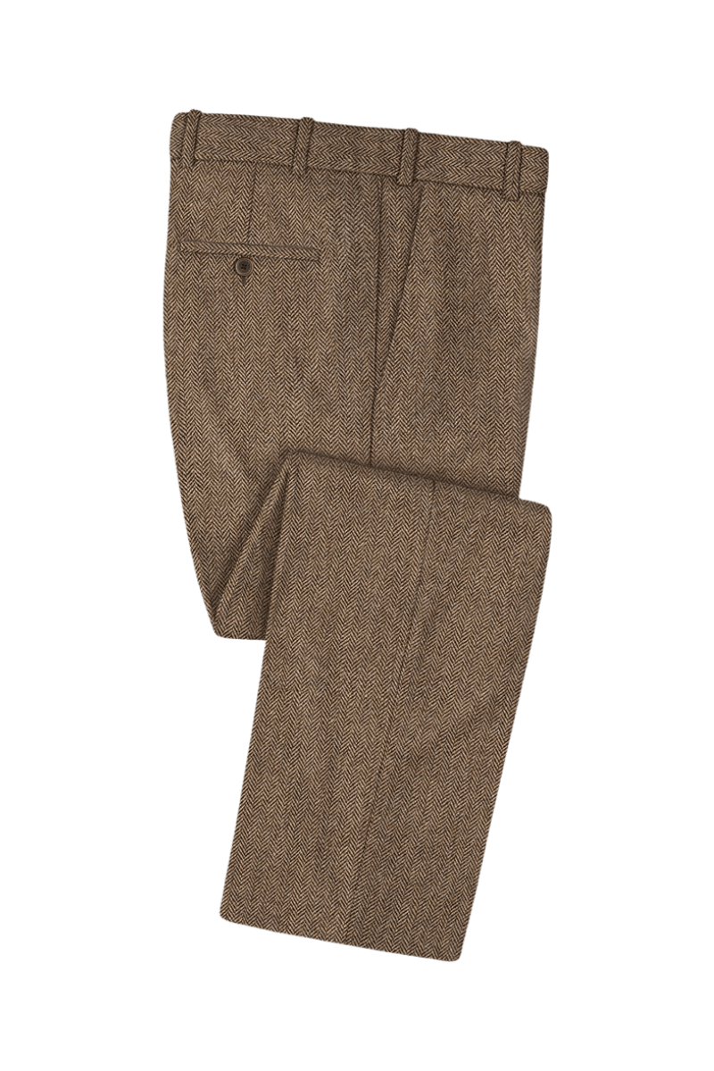 Brown Herringbone Tweed Suit