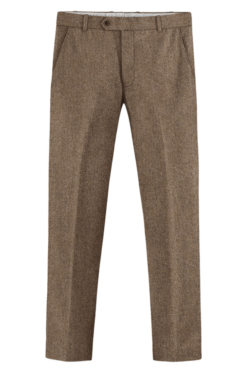 Brown Herringbone Tweed Suit