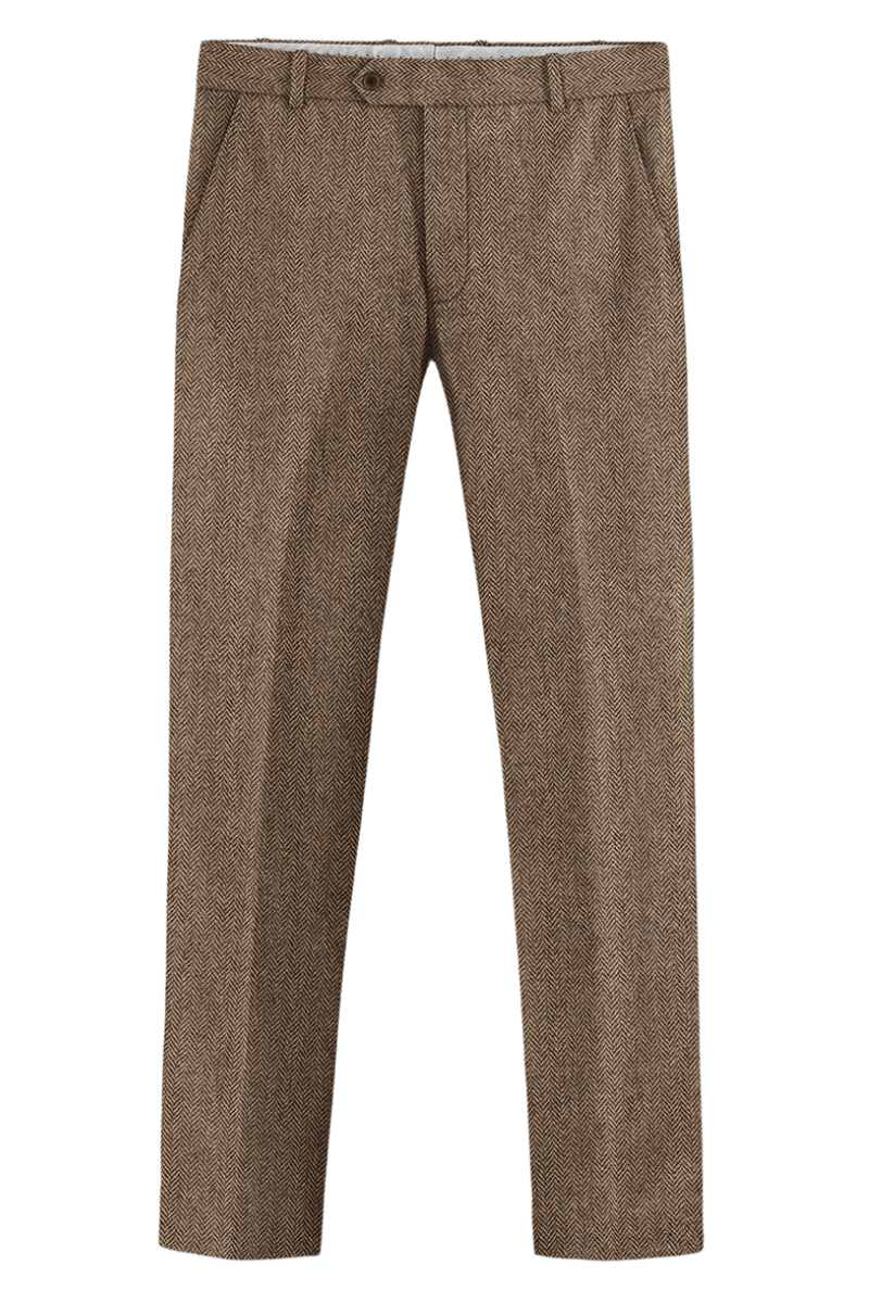 Brown Herringbone Tweed Suit