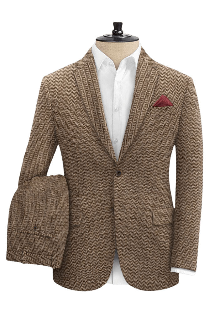 Brown Herringbone Tweed Suit