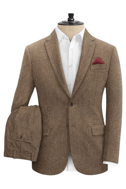 Brown Herringbone Tweed Suit