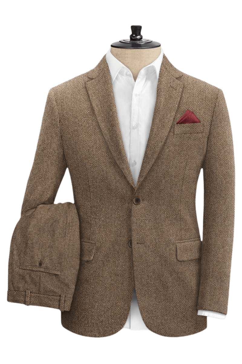 Brown Herringbone Tweed Suit