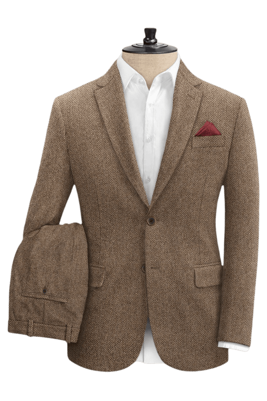 Brown Herringbone Tweed Suit