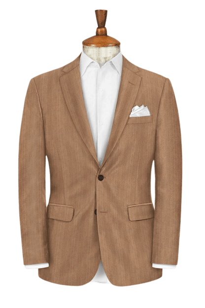 Brown Herringbone Wool Suit