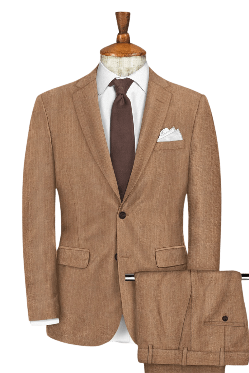 Brown Herringbone Wool Suit