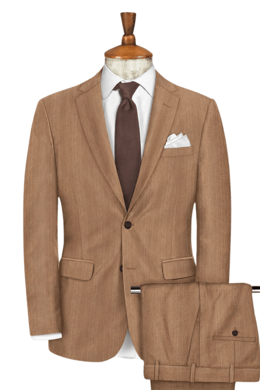 Brown Herringbone Wool Suit