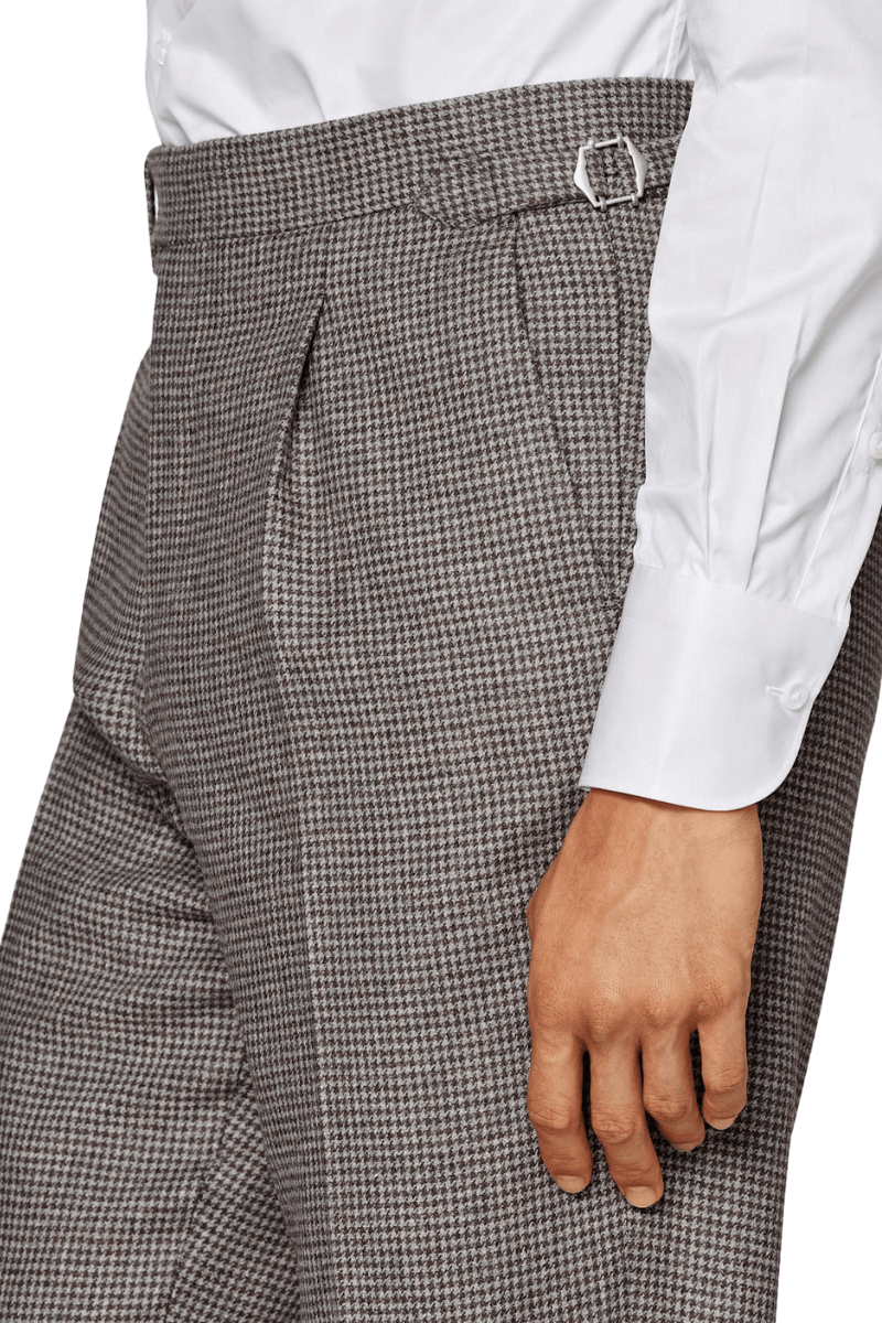 Brown Houndstooth Single Breasted 3-Piece Suit