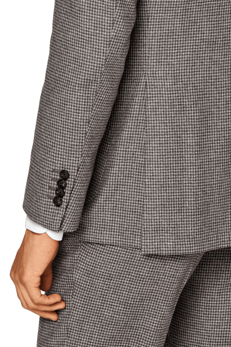 Brown Houndstooth Single Breasted 3-Piece Suit